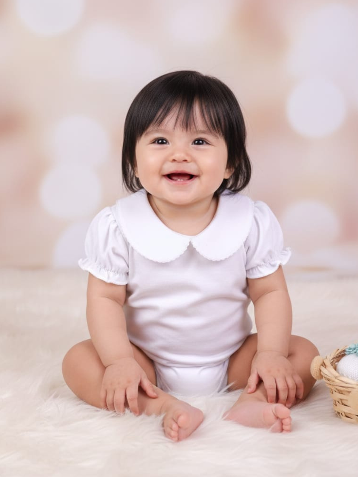 Body Bebe Infantil Menina Branco Picueta 100% Algodão- Manga Curta