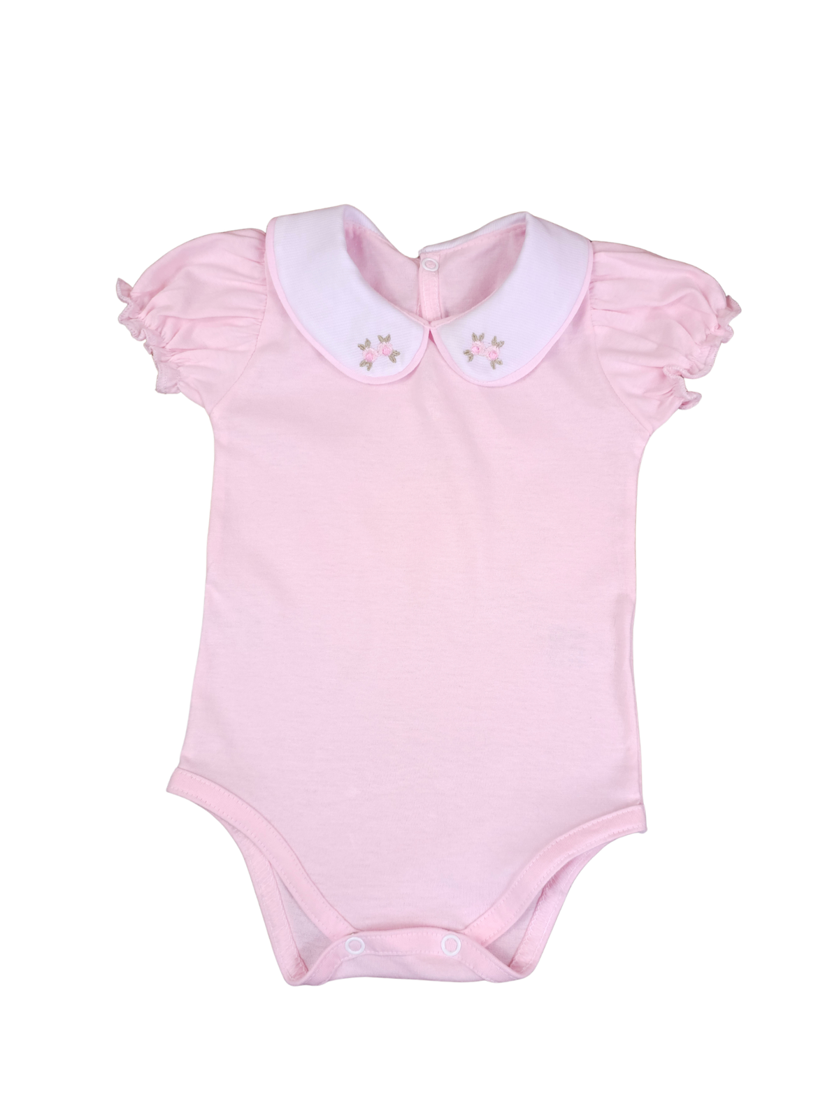 Body Bebê Menina 100% Algodão com Gola Rococó Bordada RN ao G