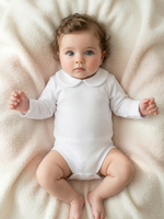 Body Bebe Infantil Menina Branco Picueta 100% Algodão- Manga Longa