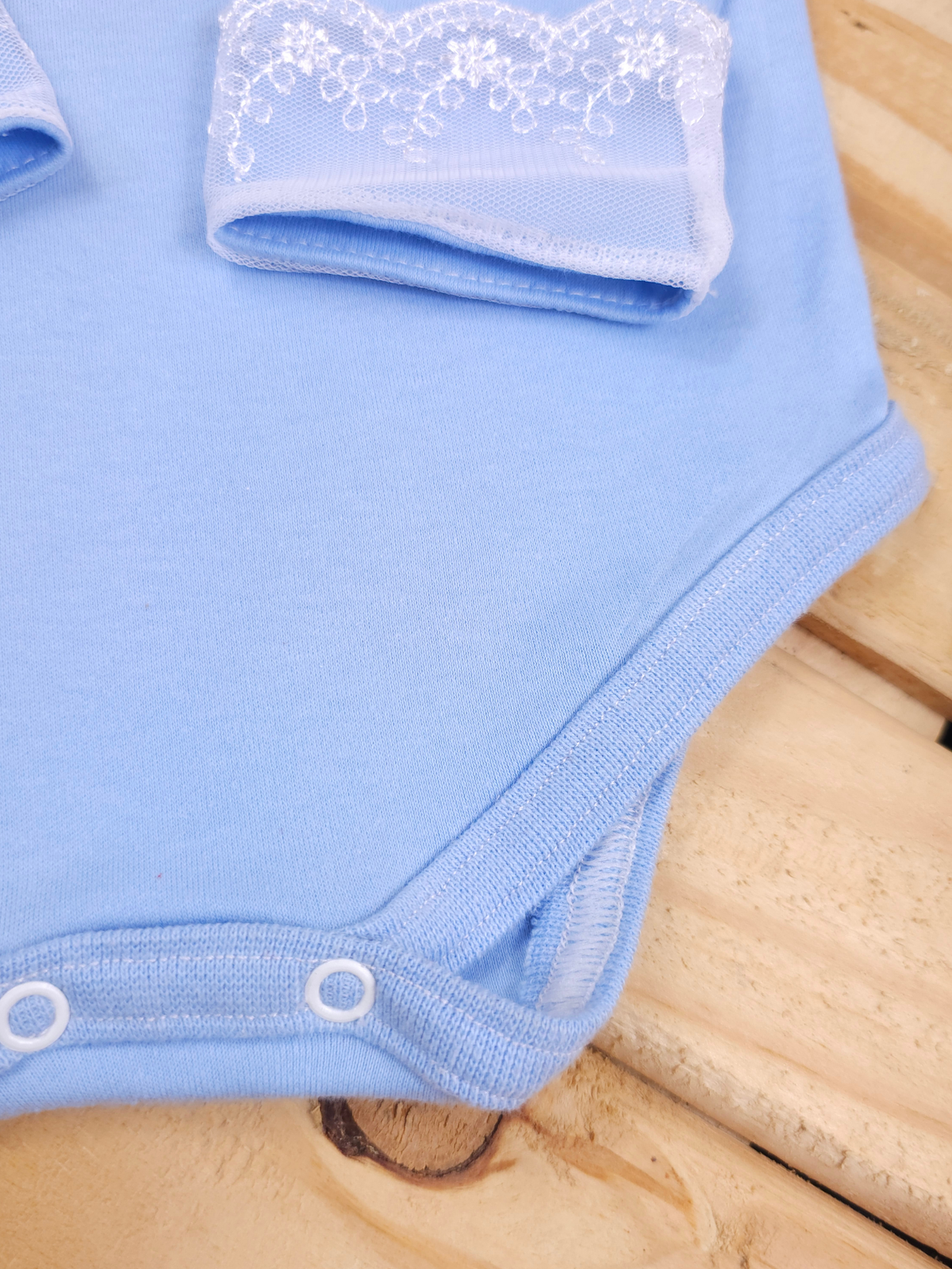 Body Bebê Menina Manga Longa com Gola Rendada Delicado 100% Algodão