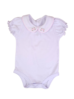 Body Bebê Menina 100% Algodão com Gola Rococó Bordada RN ao G