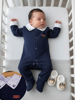 Kit Saída de Maternidade Macacão Tricotil + Body Gola e Punho Bordado