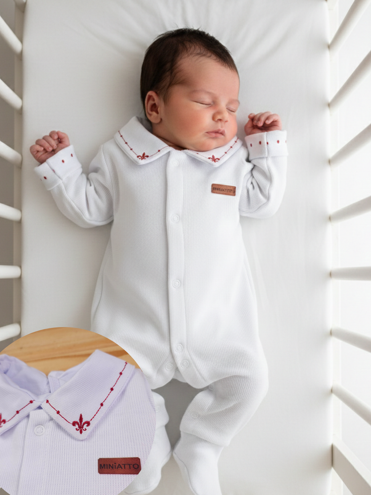 Kit Saida Maternidade Bebê Macacão em Tricotil e Body Bordado Algodão