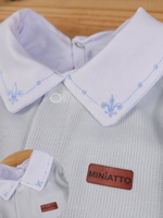 Saída de Maternidade Menino Gola Bordada 100% Algodão