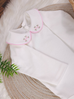 Body Bebê Menina Algodão – Gola Bordada Rococó – Maternidade