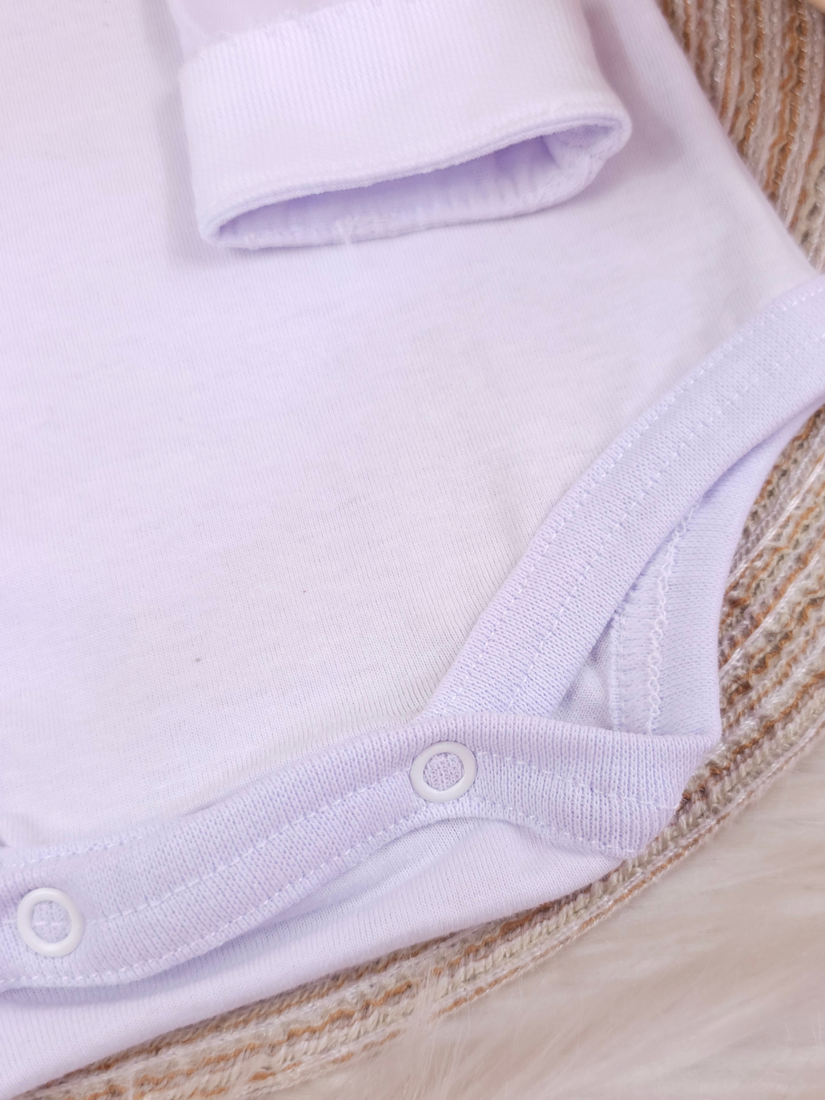 Body Bebe Infantil Menina Branco Picueta 100% Algodão- Manga Longa