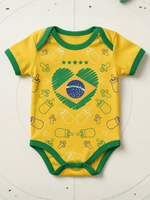 Body Bebê Brasil Manga Curta Torcida Baby Copa 100% Algodão