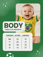Body Bebê Brasil Manga Curta Torcida Baby Copa 100% Algodão