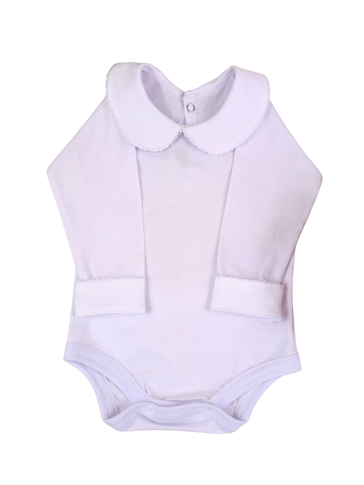 Body Bebe Infantil Menina Branco Picueta 100% Algodão- Manga Longa