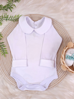 Body Bebe Infantil Menina Branco Picueta 100% Algodão- Manga Longa