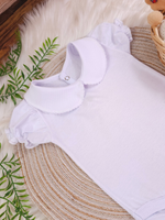 Body Bebe Infantil Menina Branco Picueta 100% Algodão- Manga Curta