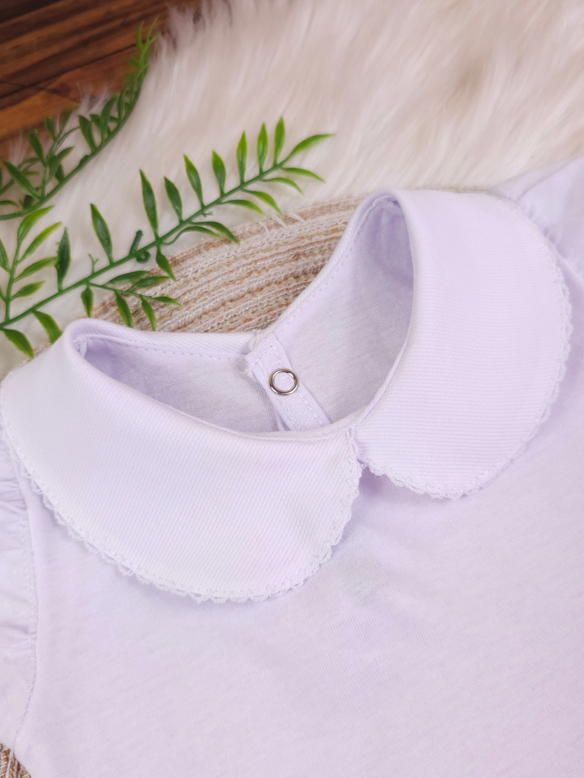 Body Bebe Infantil Menina Branco Picueta 100% Algodão- Manga Curta