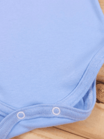 Body Infantil para Bebê Menina Azul com Gola Rendada Algodão Premium