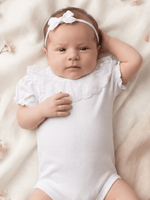 Body Infantil Bebê Menina Branco 100% Algodão – Gola Rendada