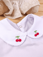 Body Bebê Menina Branco com Gola Cereja Delicado Manga Curta 100% Algodão