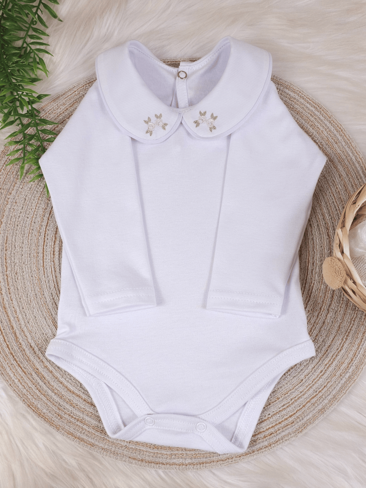 Kit 2 Body para Menina Saída de Maternidade Bordado Rococó