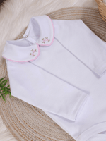 Saída de Maternidade Body Infantil Bebê Menina Gola Bordada Rococó