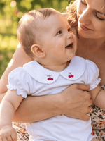 Kit 2 Body Bebê Menina Verão Manga Bufante Bordado Cereja