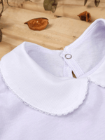 Body Bebê Menina Branco com Gola Picueta Delicado Manga Curta 100% Algodão