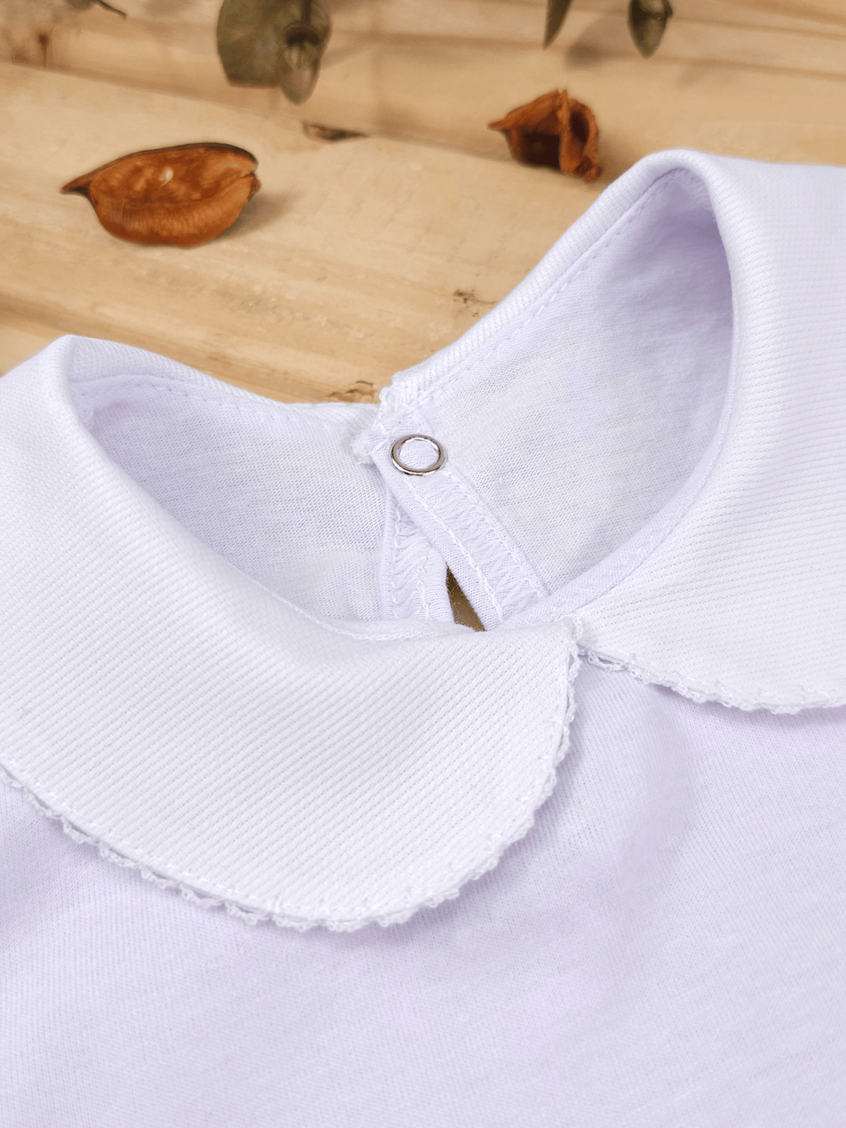 Body Bebê Menina Branco com Gola Picueta Delicado Manga Longa 100% Algodão