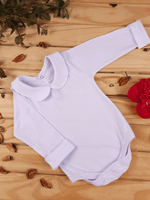 Body Bebê Menina Branco com Gola Picueta Delicado Manga Longa 100% Algodão