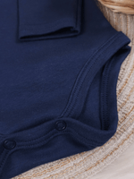 Body Bebê Menina Marinho com Gola Cereja Delicado Manga Longa 100% Algodão