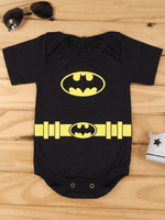 Body Bebê Menino Batman 100% Algodão Preto Manga Curta Mesversário