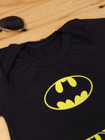 Body Bebê Menino Batman 100% Algodão Preto Manga Curta Mesversário