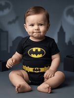 Body Bebê Menino Batman 100% Algodão Preto Manga Curta Mesversário