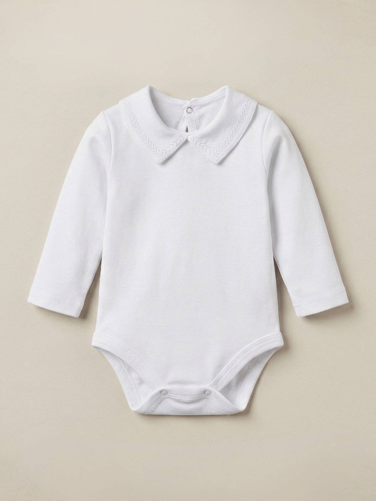 Body Bebê Menino Branco com Gola Polo Trigal Branco Manga Longa 100% Algodão