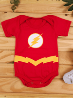 Body Bebê Menino Flash Mesversário Fantasia Estampado 100% Algodão