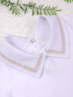Body Bebê Menino Branco com Gola Polo Trigal Cappuccino Manga Curta 100% Algodão