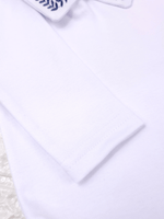 Body Bebê Menino Branco com Gola Polo Trigal Marinho Manga Longa 100% Algodão