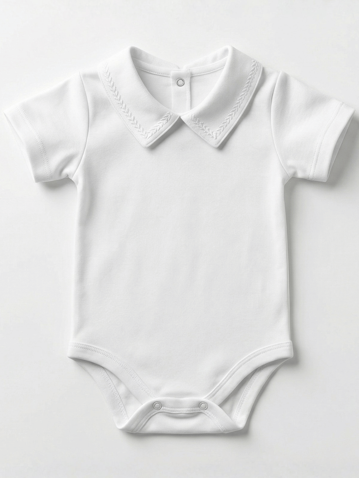 Body Bebê Menino Branco com Gola Polo Trigal Branco Manga Curta 100% Algodão