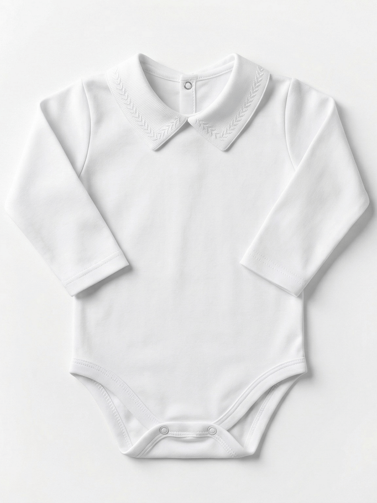 Body Bebê Menino Branco com Gola Polo Trigal Branco Manga Longa 100% Algodão