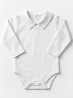 Body Bebê Menino Branco com Gola Polo Trigal Branco Manga Longa 100% Algodão