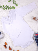 Body Bebê Menino Branco com Gola Polo Trigal Branco Manga Longa 100% Algodão