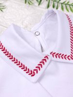 Body Bebê Menino Branco com Gola Polo Trigal Vermelho Manga Longa 100% Algodão