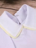 Body Bebê Menino Branco com Gola Polo Vivo Amarelo Manga Longa 100% Algodão