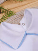 Body Bebê Menino Branco com Gola Polo Vivo Azul Manga Curta 100% Algodão