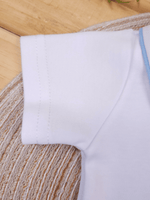 Body Bebê Menino Branco com Gola Polo Vivo Azul Manga Curta 100% Algodão