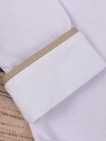 Body Bebê Menino Branco com Gola Polo Vivo Cappuccino Manga Longa 100% Algodão