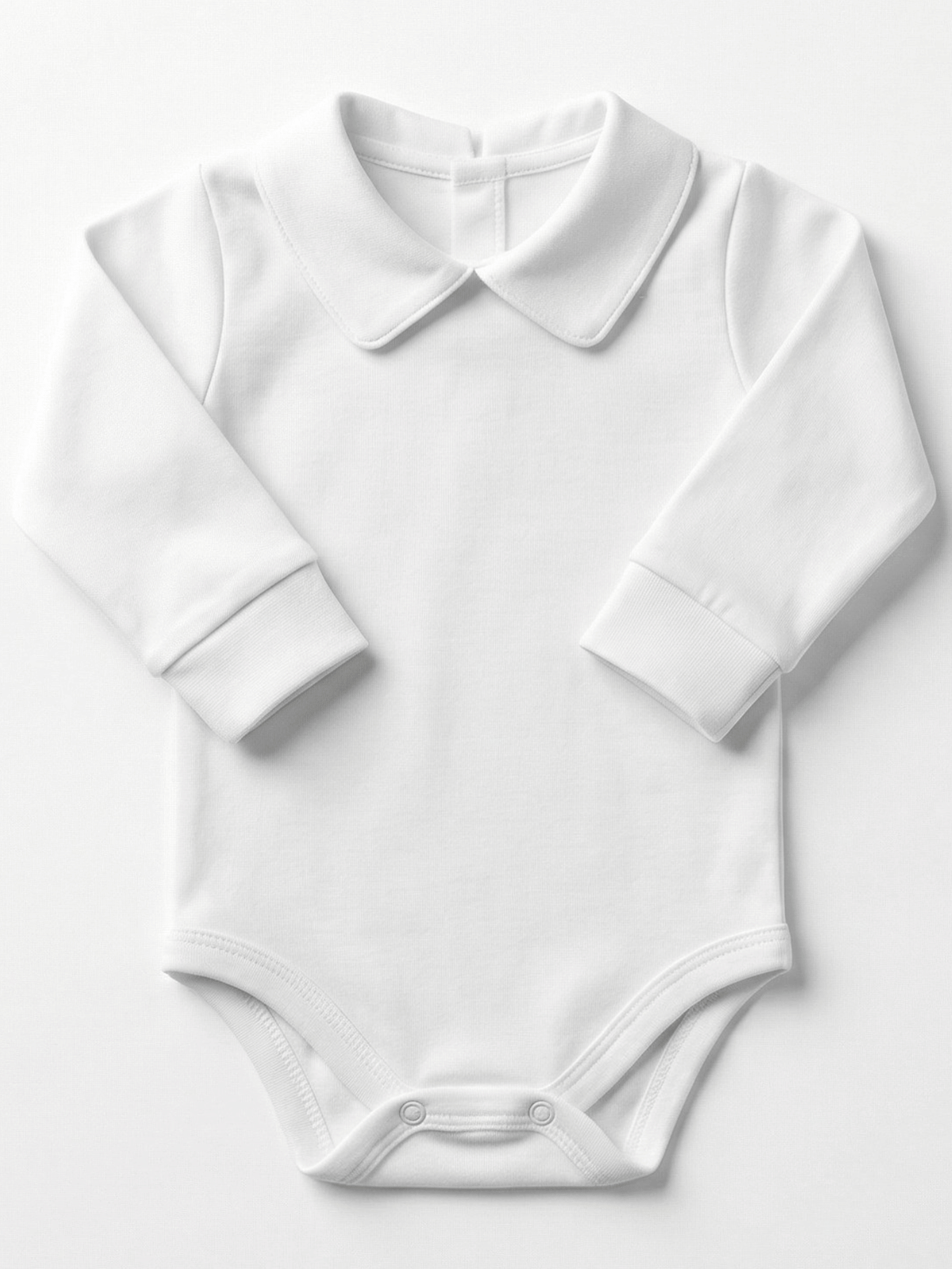 Body Bebê Menino Branco com Gola Polo Vivo Branco Manga Longa 100% Algodão