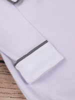 Body Bebê Menino Branco com Gola Polo Vivo Chumbo Manga Longa 100% Algodão