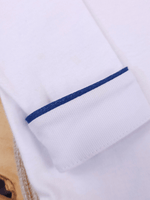 Body Bebê Menino Branco com Gola Polo Vivo Marinho Manga Longa 100% Algodão