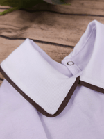 Body Bebê Menino Branco com Gola Polo Vivo Café Manga Longa 100% Algodão