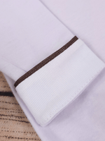 Body Bebê Menino Branco com Gola Polo Vivo Café Manga Longa 100% Algodão