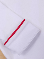Body Bebê Menino Branco com Gola Polo Vivo Vermelho Manga Longa 100% Algodão