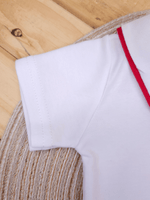 Body Bebê Menino Branco com Gola Polo Vivo Vermelho Manga Curta 100% Algodão