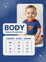 Body Bebê Menino Mesversario Superman Fantasia Temática 100% Algodão